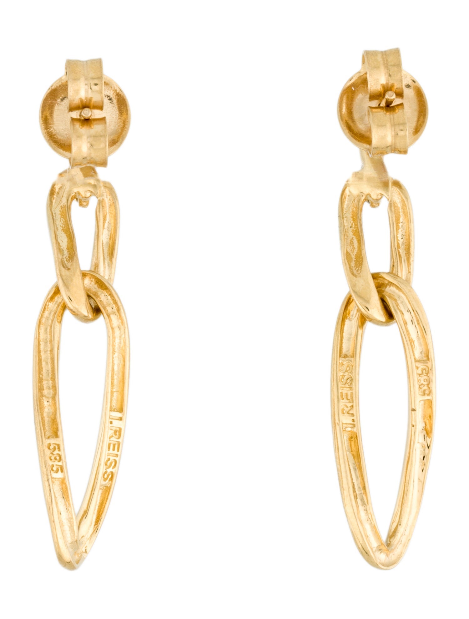 I. Reiss 14K Diamond Twisted Link Drop Earrings